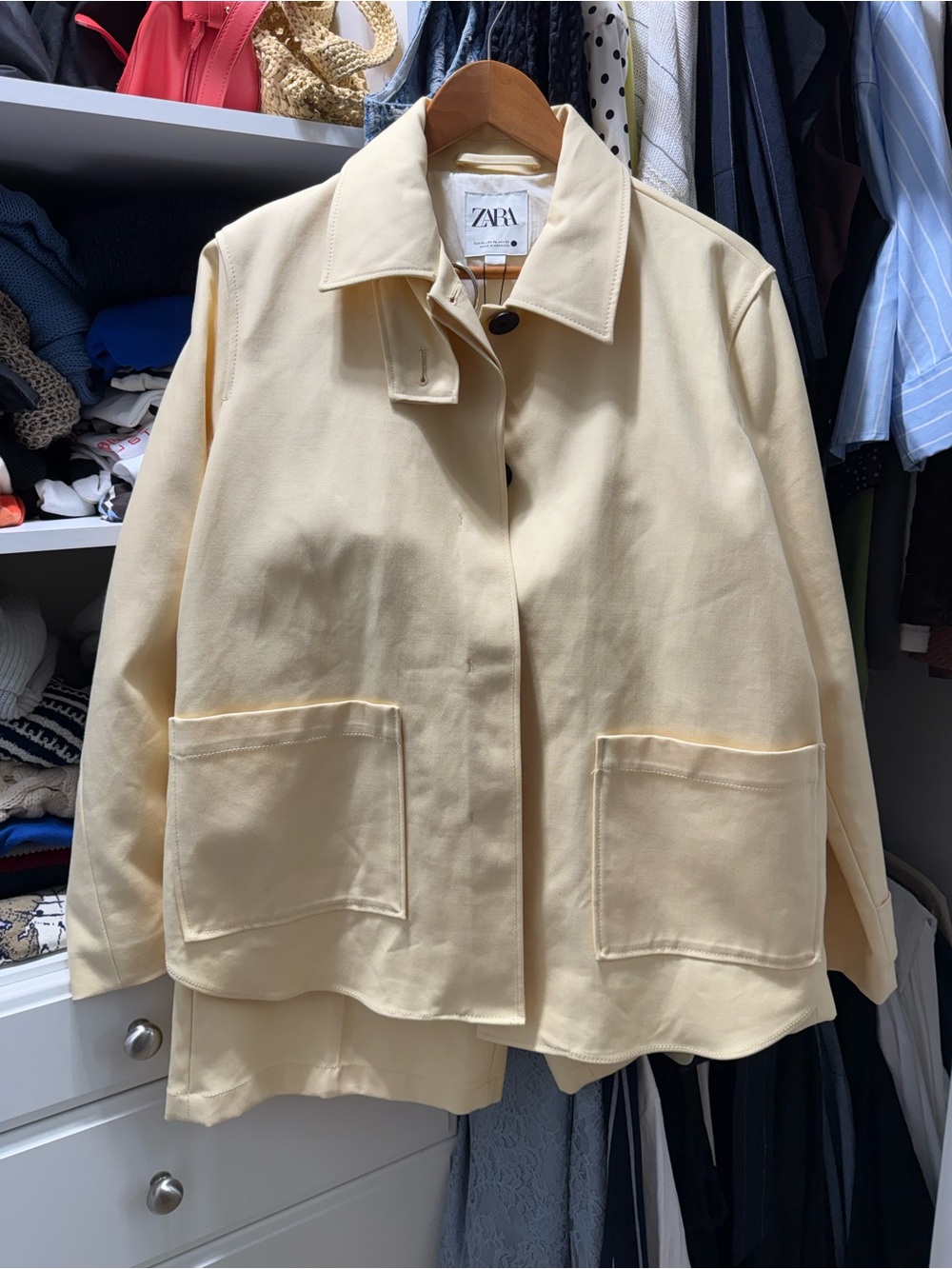 ZARA butter Yellow cotton Short Trench Coat/ shorts set SZ XL/ L NWTsell the set